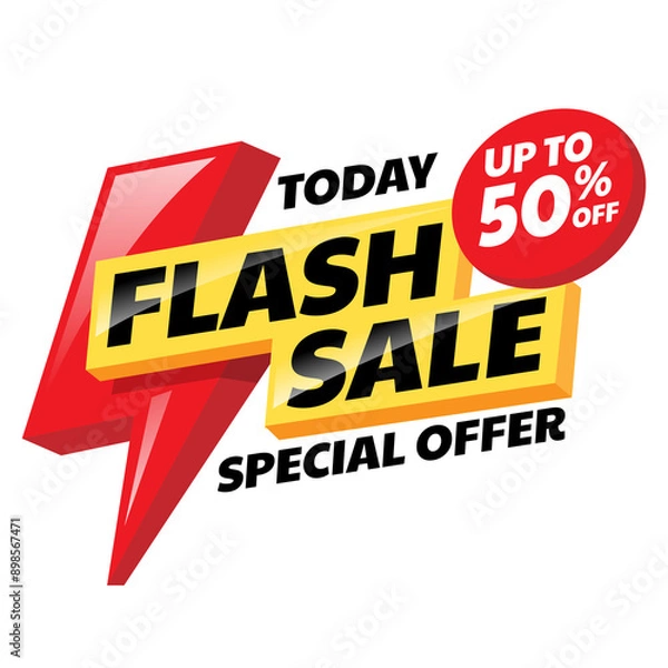 Obraz Flash Sale badge, sticker template in transparent background