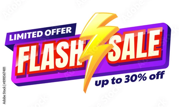 Obraz Flash Sale badge, sticker template in transparent background