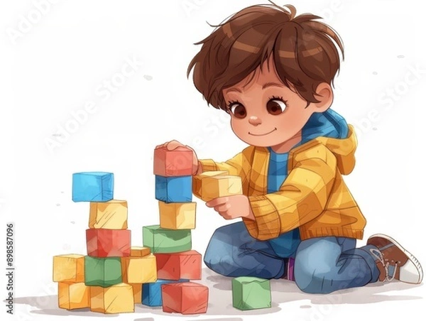 Fototapeta Joyful Child Playing with Toy on Transparent Background - Realistic and Isolated Concept.