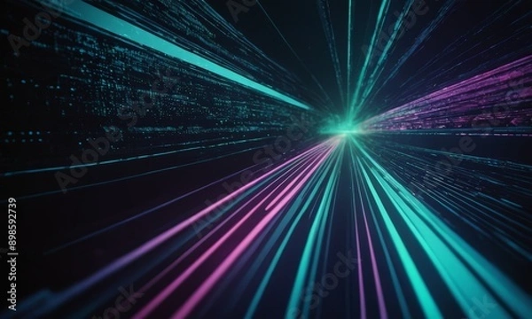 Fototapeta digital illustration of a colorful laser light display.