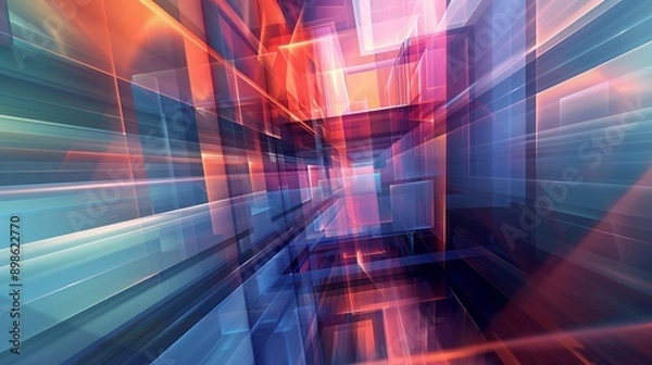 Fototapeta Vibrant light trails on abstract background symbolizing the rapid flow of data