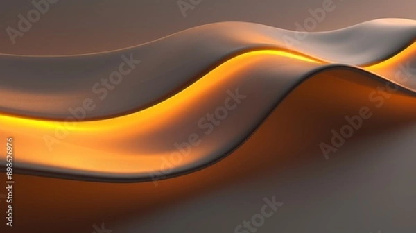 Fototapeta Seamless 3d surface with abstract background and flowing orange light trail