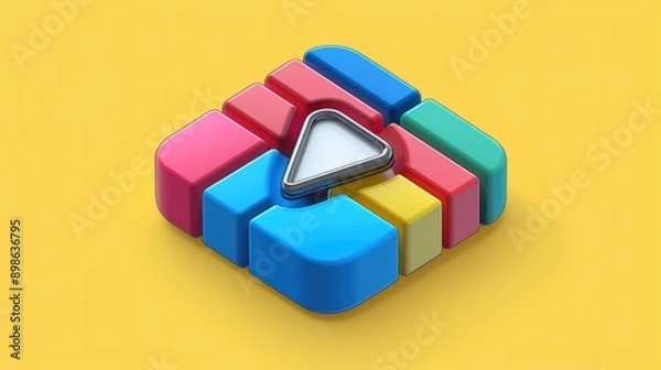 Obraz Abstract Colorful 3D Icon with Play Button