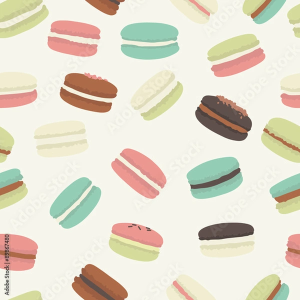 Obraz Seamless pattern with colorful macaroon. Vector illustration.