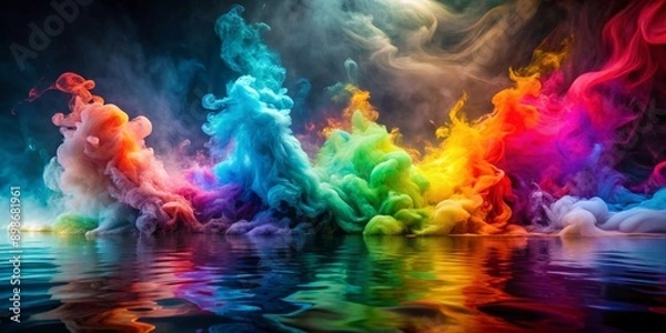 Fototapeta Abstract Rainbow Ink Clouds Reflected in Water, abstract, photography, ink, water, cloud, reflection