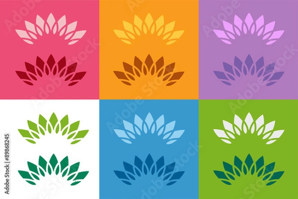 Fototapeta Abstract vector colored flower similar to sun logotype