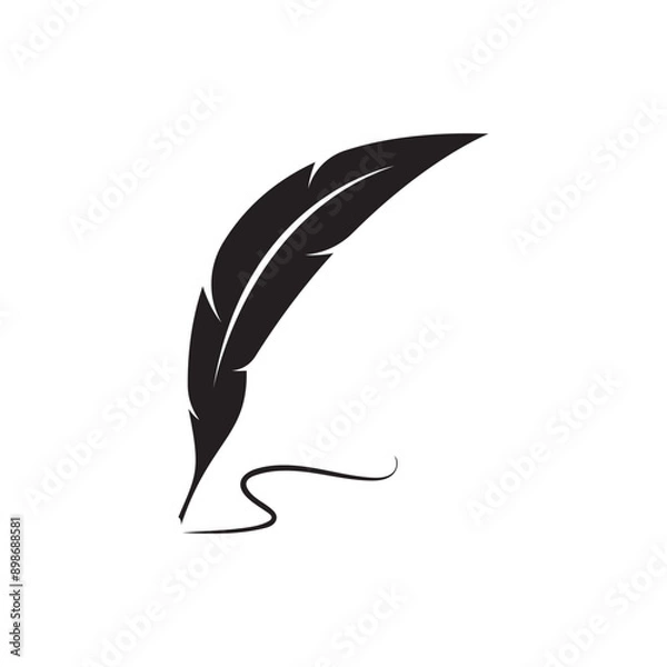 Obraz Feather quill design icon and logo illustration
