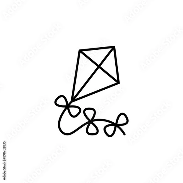 Fototapeta Kite continuous one line drawing of outline vector illustration

