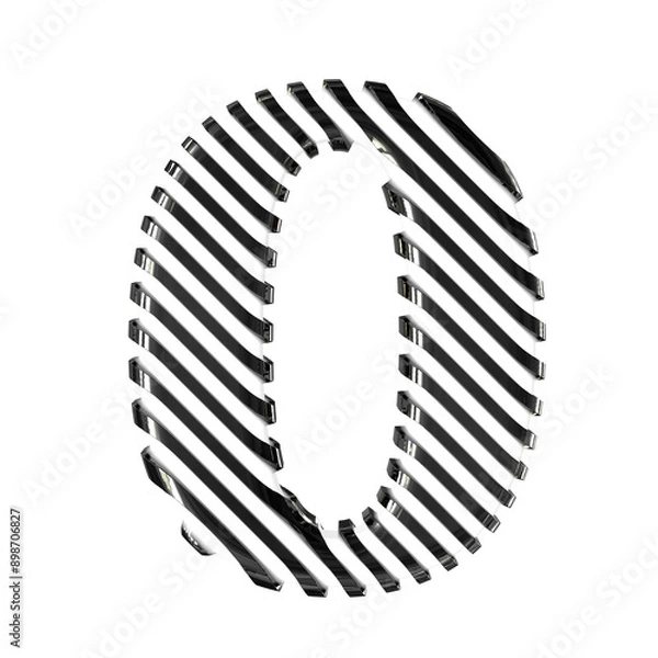 Fototapeta White symbol with black diagonal ultra thin straps. number 0