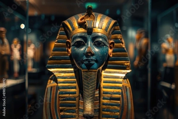 Obraz A detailed view of an ancient Egyptian pharaoh's statue