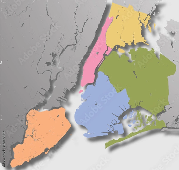 Fototapeta High resolution map of New York City with NYC boroughs.