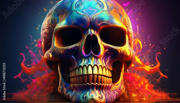 Fototapeta skull in flames