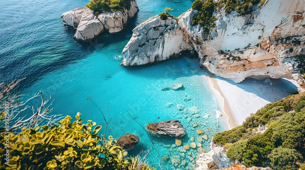 Fototapeta View of a island in the sea