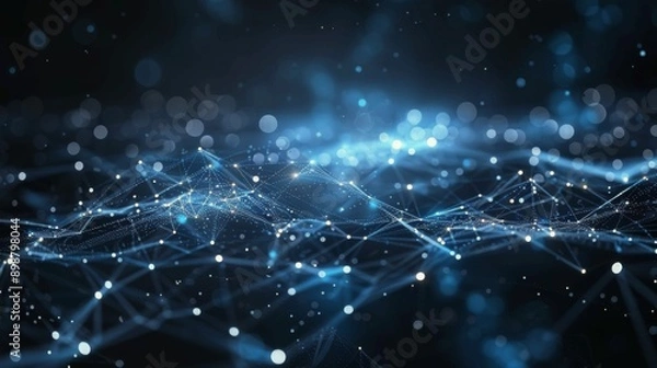 Fototapeta Blue Abstract Background With Lines and Dots