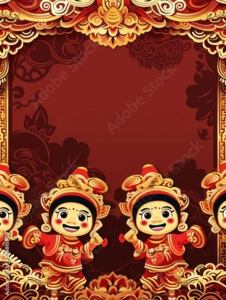 Fototapeta Chinese New Year Festival Background with Red and Gold.