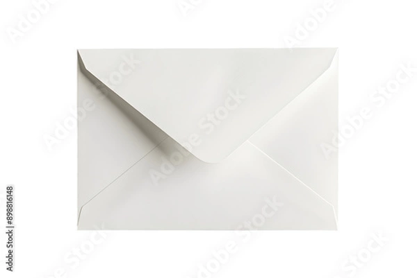 Fototapeta White envelope with a flap isolated on transparent background. PNG, cutout.