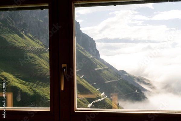 Fototapeta view from the window to the Alps