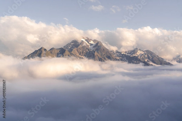 Fototapeta mountain landscape with clouds in the evening