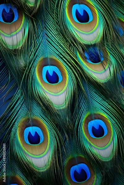 Fototapeta Majestic Showcase of Vibrant Peacock feathers - Exquisite, Colorful, and Magnificently Detailed