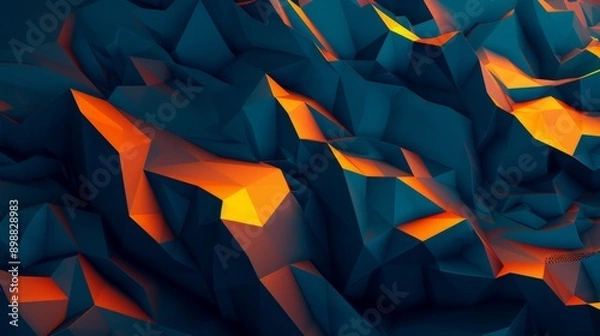 Fototapeta Modern geometric design with dark blue and orange triangles on an abstract background, perfect for adding a creative touch to any project