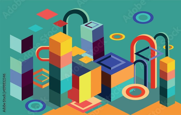Fototapeta Background with different geometric shapes