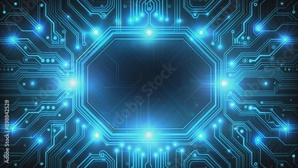 Fototapeta Futuristic circuitry pattern with glowing digital technology background, digital, luminous, circuit