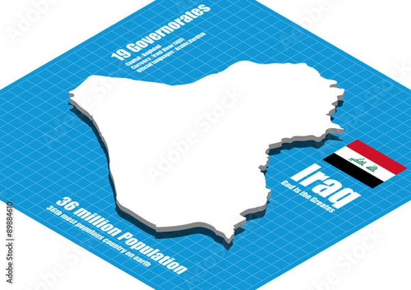 Fototapeta Iraq map vector three dimensional