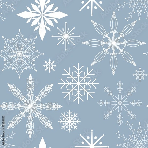 Obraz Christmas ice scribble seamless snowflakes pattern for wrapping paper