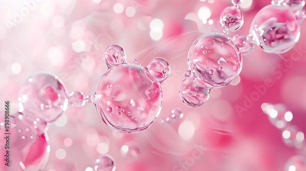 Obraz Digital interaction of hyaluronic acid with NAG and amino acids, skincare synergy, molecular innovation