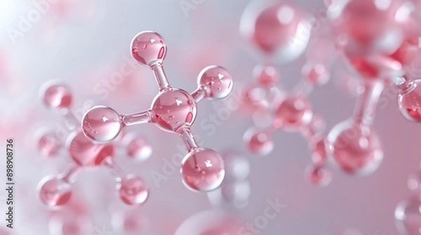 Obraz Hyaluronic acid molecule diagram with NAG and amino acids, skincare education, molecular composition