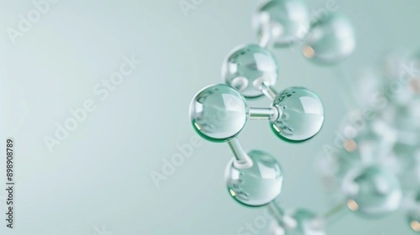 Fototapeta Hyaluronic acid molecule enhanced with NAG and amino acids, skincare product, advanced formulation