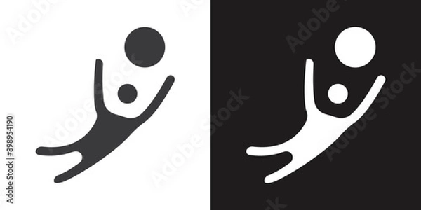 Fototapeta Soccer player with ball icon Flat set in black and white color outline vector