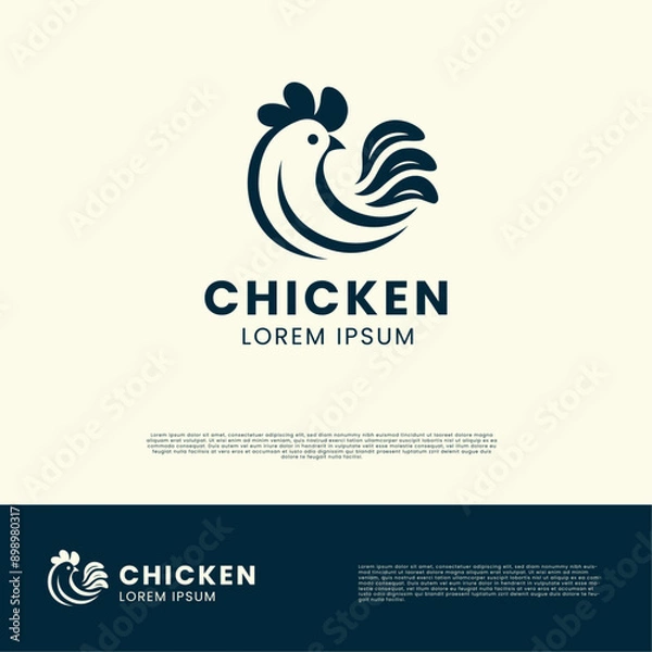Obraz Modern rooster logo with simple design and shape
