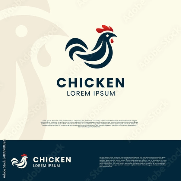 Obraz Modern rooster logo with simple design and shape
