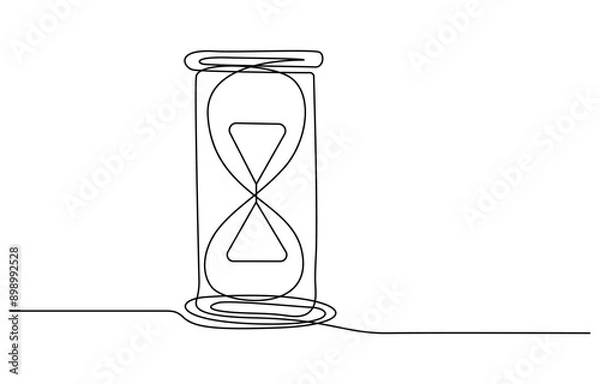 Fototapeta One line continuous hourglass. Line art hourglass outline. Hourglass one line continuous vector illustration. Hand drawn hourglass outline silhouette.