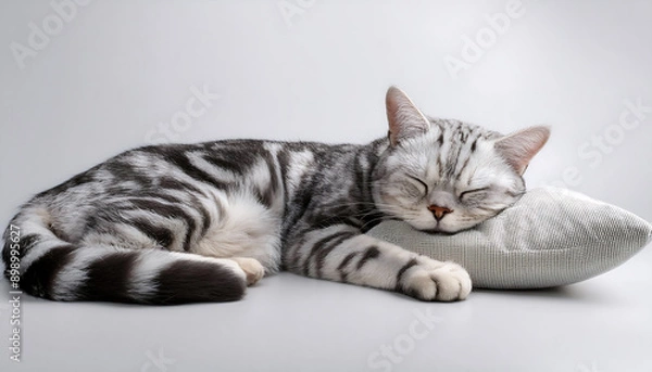 Obraz Sleeping American Shorthair Cat on Pillow