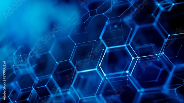 Obraz Abstract Blue Hexagon Pattern Digital Network Connection