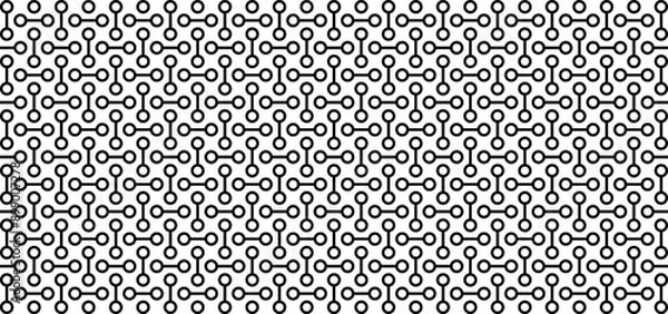 Obraz Seamless geometric pattern with circles, lines. Black and white network background.
