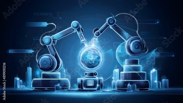 Fototapeta AI-Powered Robot Performing Advanced Tasks