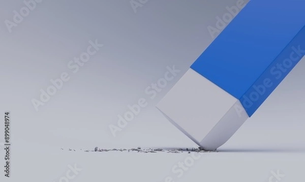 Obraz 3d render eraser with scraps of eraser isolated on white