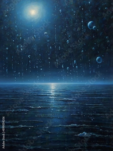 Fototapeta a wet sea with a clear view of water droplets