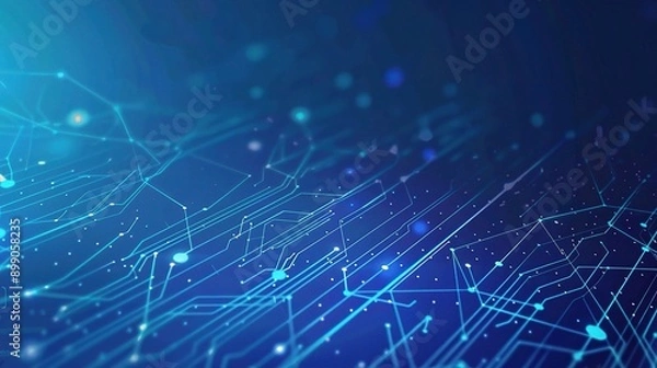 Fototapeta Dazzling Blue Technology Background: Showcasing Advanced and Innovative Technological Elements