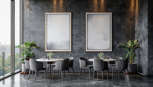Obraz Contemporary luxury hotel restaurant with empty frame