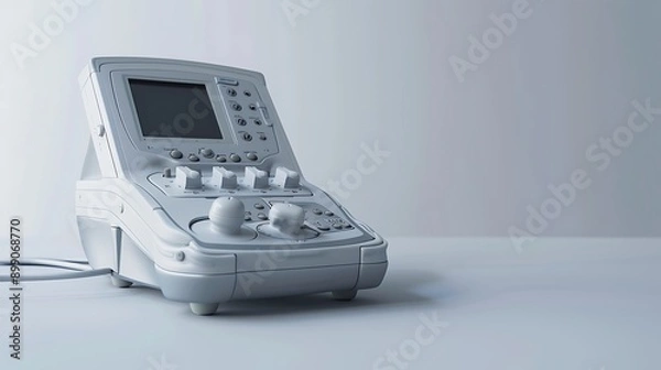 Obraz A detailed image of a digital portable ultrasound machine on a solid white background