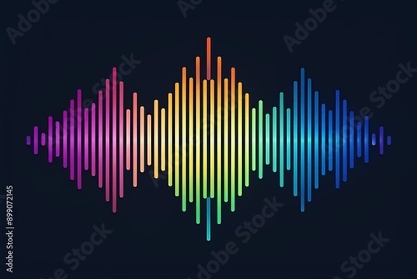 Fototapeta Stylish hand-drawn soundwave icon for music podcast radio featuring colorful frequency waveform art in modern vector illustration with sleek curves and dynamic lines.