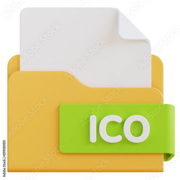 Fototapeta 3d ico file folder illustration with transparent background