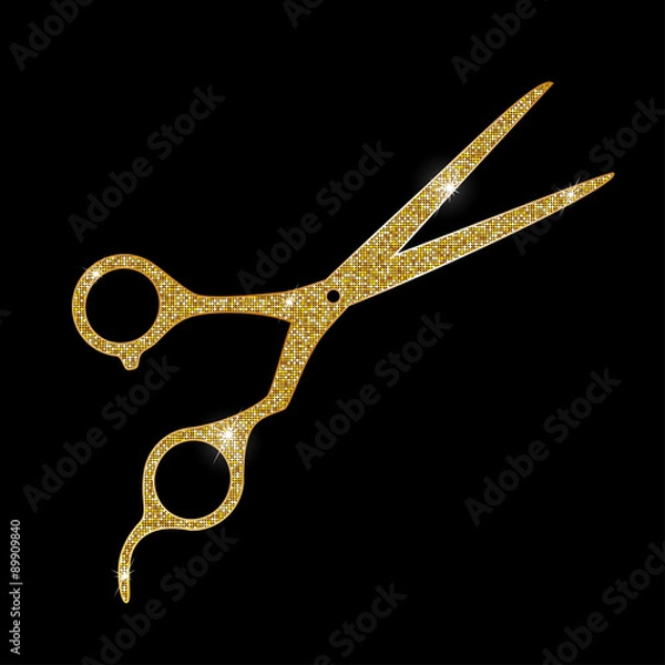 Fototapeta Retro golden scissors icon
