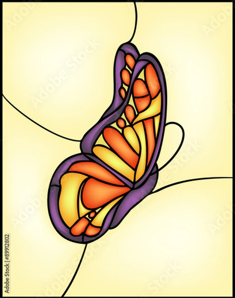 Fototapeta Vector of butterfly in stained glass window style