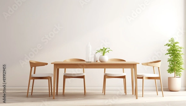 Obraz Dining room Scandinavian style with empty frame