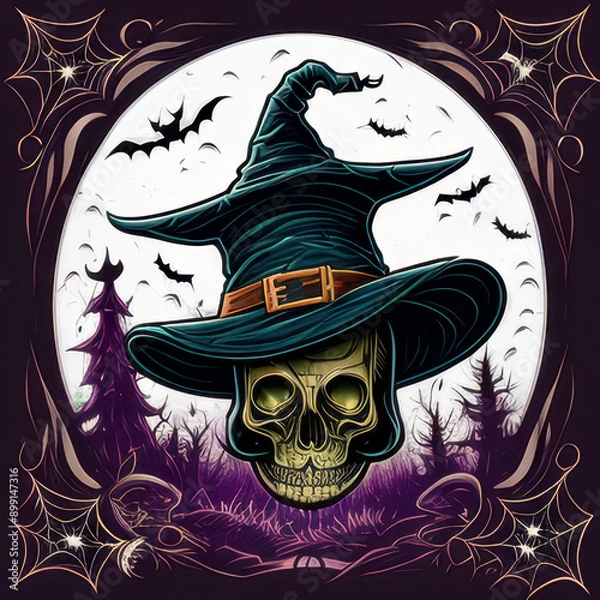 Obraz halloween background with skull